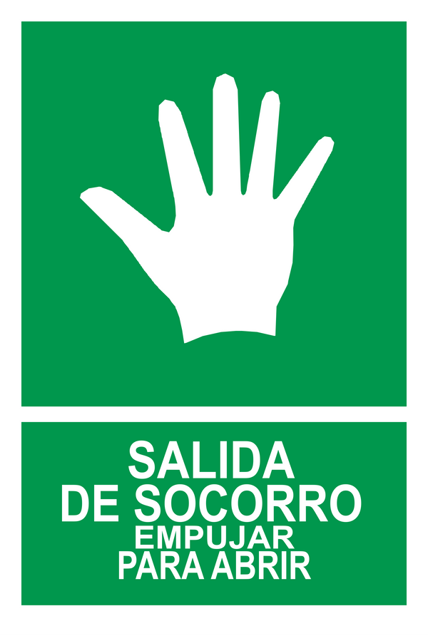 Señal de seguridad: salida de socorro empujar para abrir