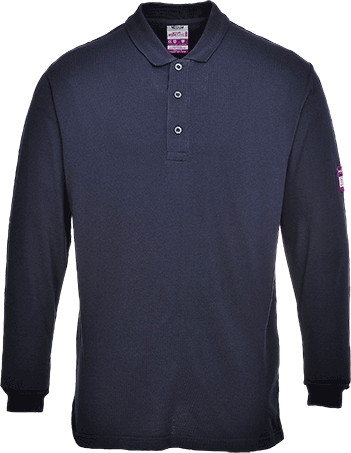 Polo Portwest FR10 Modaflame de manga larga azul marino