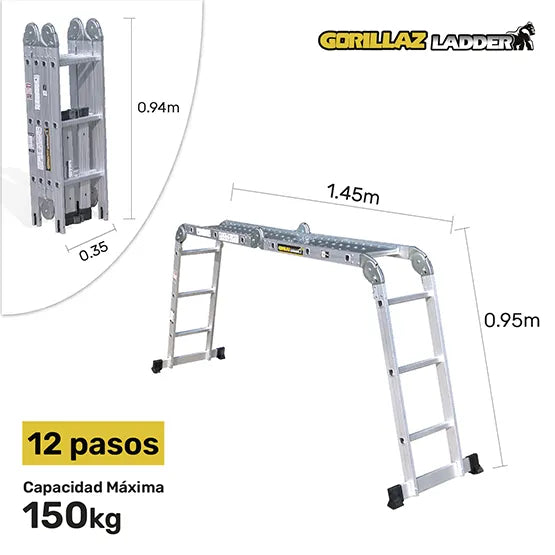 Escalera multipropósito Gorillaz GAM12-IA+P de12pasos con plataforma