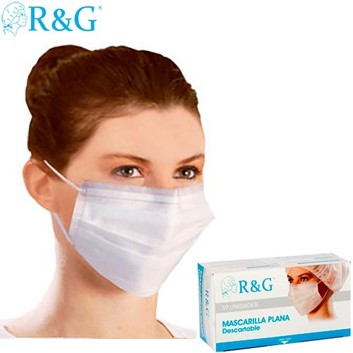 Mascarilla plana R&G de 3 pliegues x 50 unidades