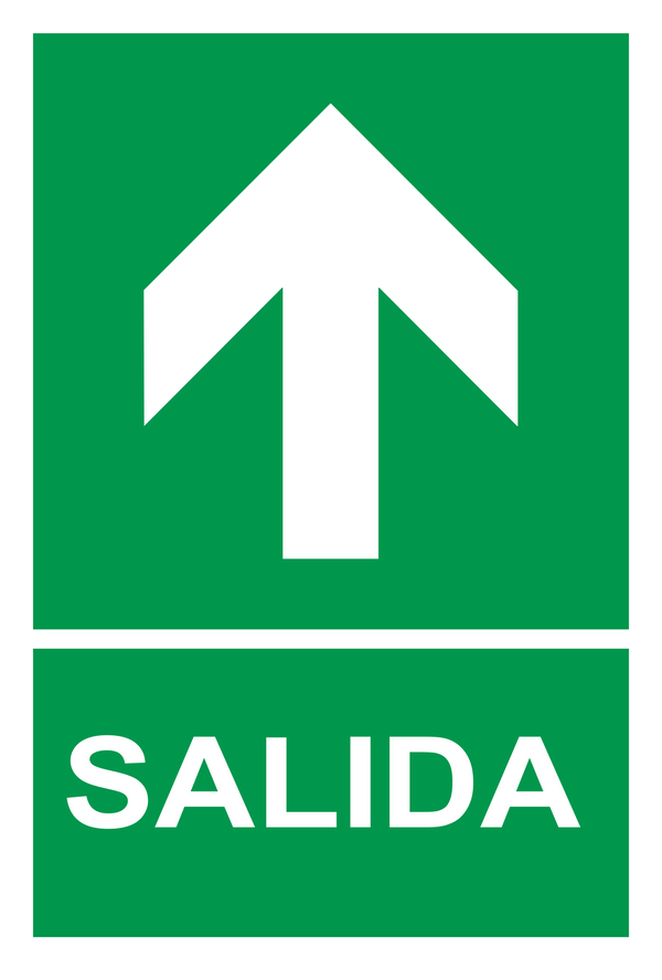 Señal de seguridad: ruta de evacuación — hacia arriba