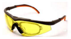 Lentes MSA Aurora luna ámbar, imagen referencial con inserto óptico Rx acoplado; inserto no incluido.