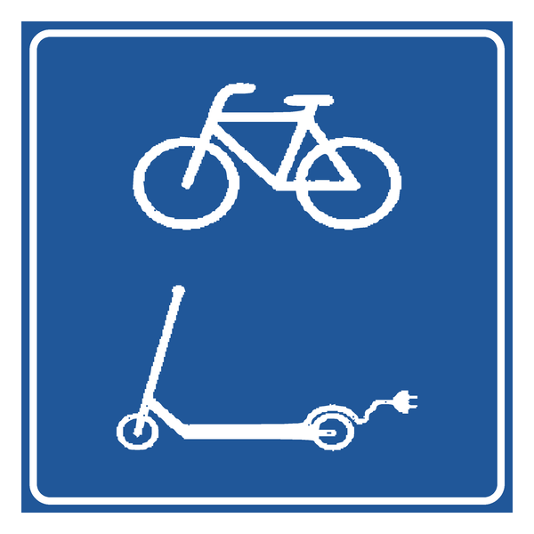 Señal de tránsito Infraestructura compartida ciclistas y vehículos de movilidad personal — I-8