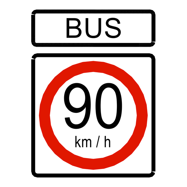 Señal de tránsito Velocidad máxima permitida para bus 90 km/h — R-30E