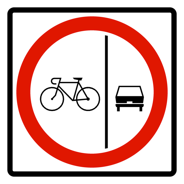 Señal de tránsito Vía segregada bicicletas-motorizados — R-58A