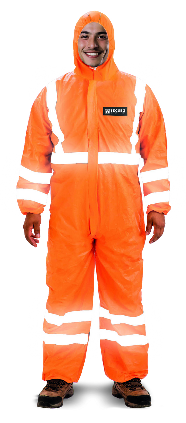 Traje Tecseg TSG15 OR naranja de 55 g/m² con cintas reflectivas