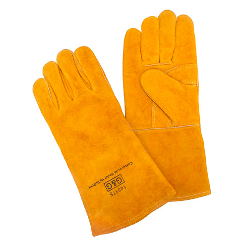 Guante soldador G&G 140175 de carnaza amarilla con forro y costuras Kevlar