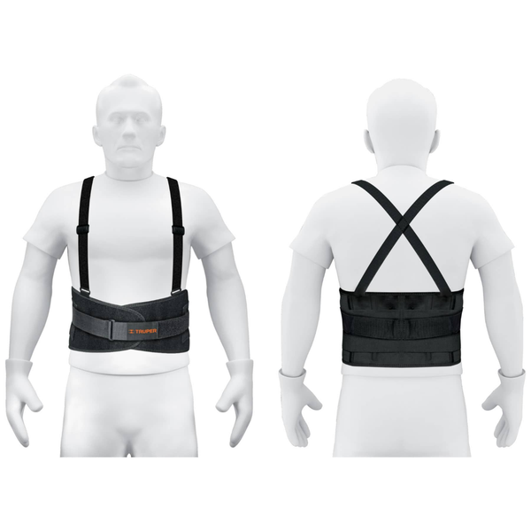 Faja lumbar Truper con tercer cinturón y tirantes