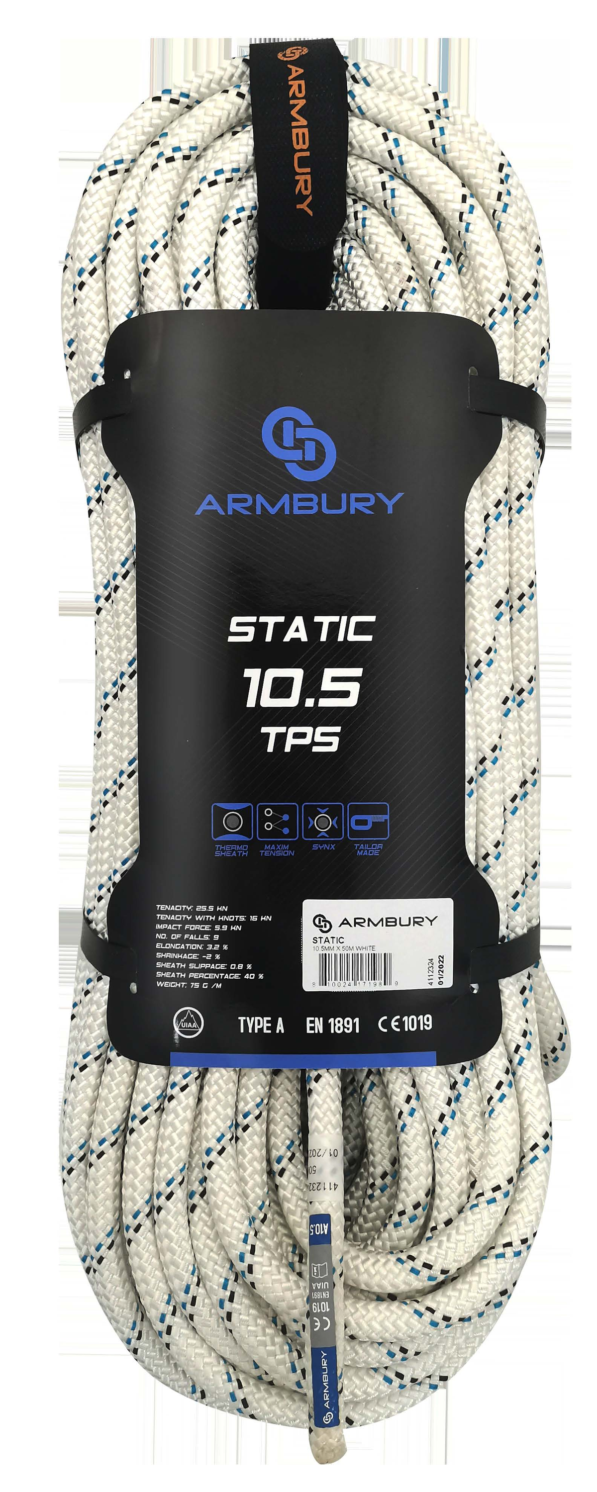 Cuerda semiestática ARMBURY STATIC TPS; fotografía familiar original, colores/longitud de presentación referenciales, suministro segúnSKU