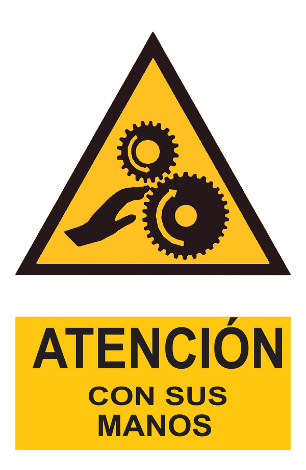 Señal de seguridad: atención con sus manos