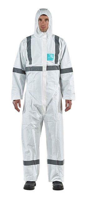 Traje Ansell AlphaTec 2000 Standard Bound, modelo 113, fotografía original en uso; otros equipos no incluidos