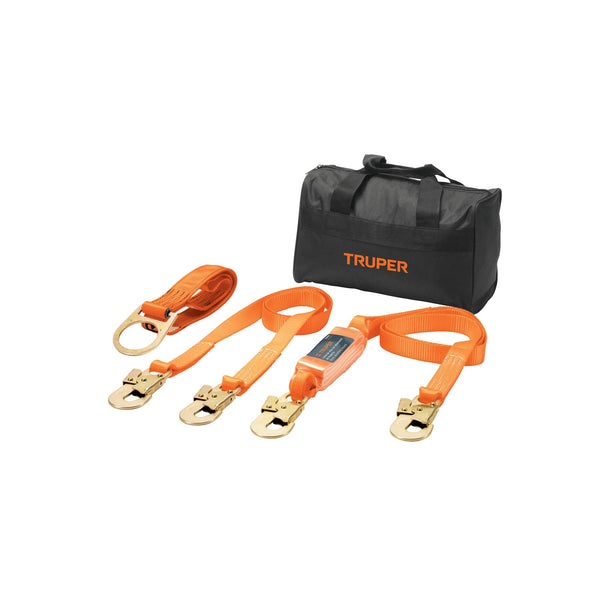 Kit contra caídas con arnés de tres anillos Truper ARN-KIT-3 (100889)