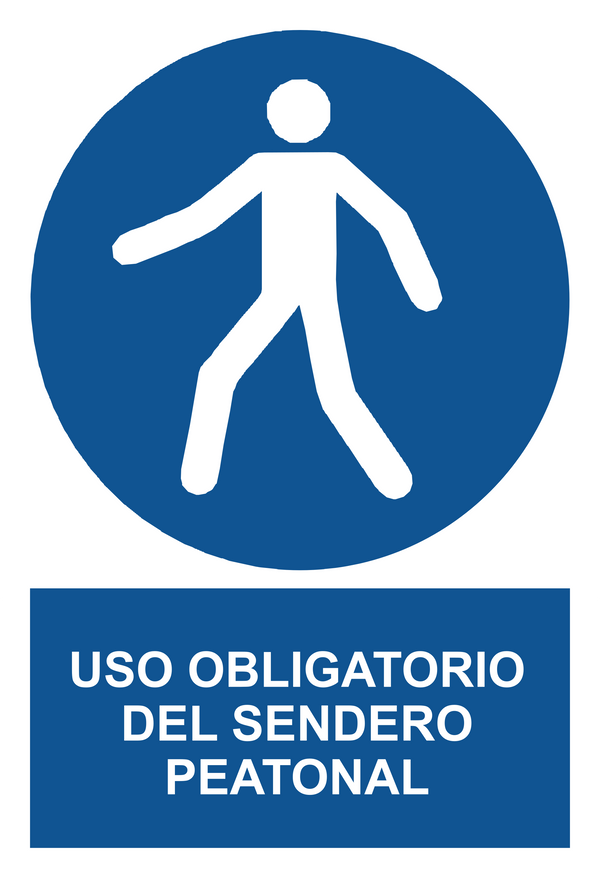 Señal de seguridad: es obligatorio el uso del camino peatonal