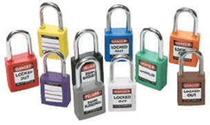 Candado Brady 99570 amarillo, arco de acero38 mm; muestra familiar de varios colores incluido amarillo, no se ofrece el conjunto