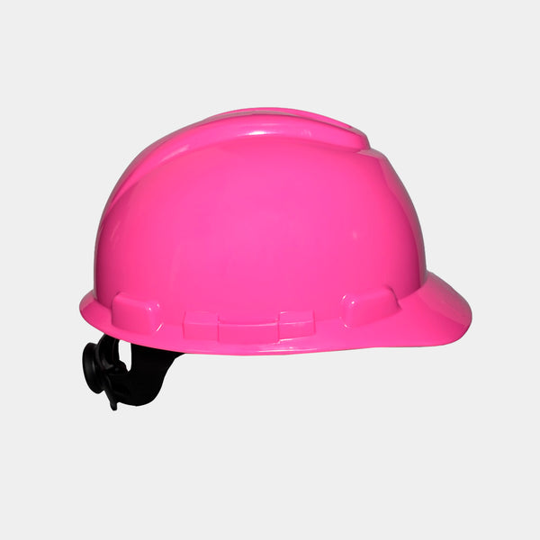 Casco de seguridad Clute Stark rosado, suspensión ratchet de cuatro puntos