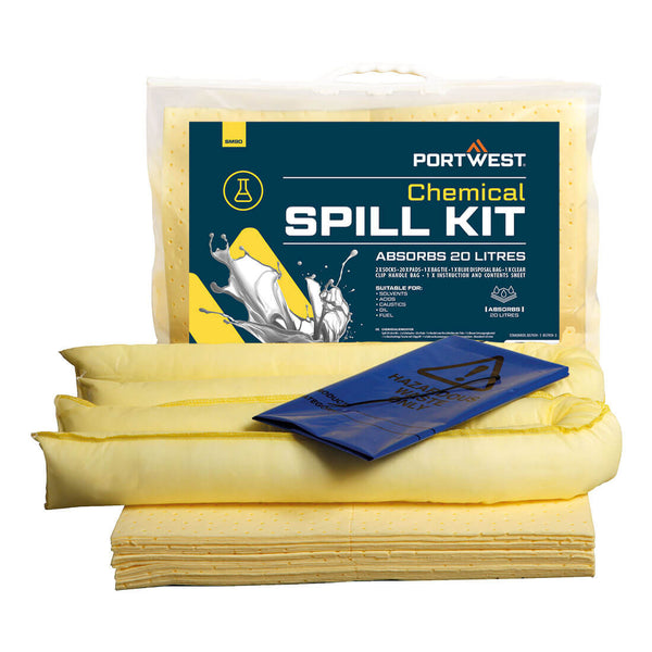 Kit antiderrames Portwest SM90 para químicos, 20 litros