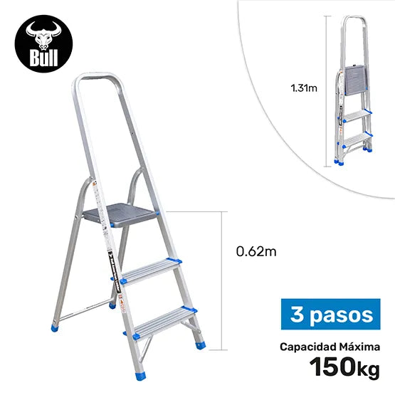 Escalera American Bull EAB150-3IA, 3 pasos, plataforma 0.62 m; imagen de la marca