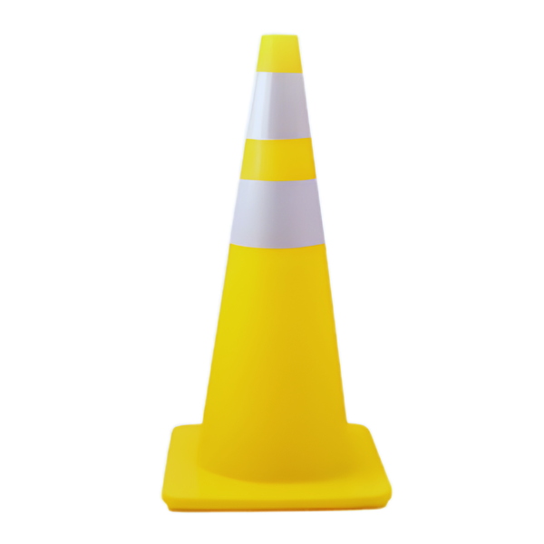 Cono amarillo QRubber SECS70AMA de 70 cm con dos cintas reflectantes