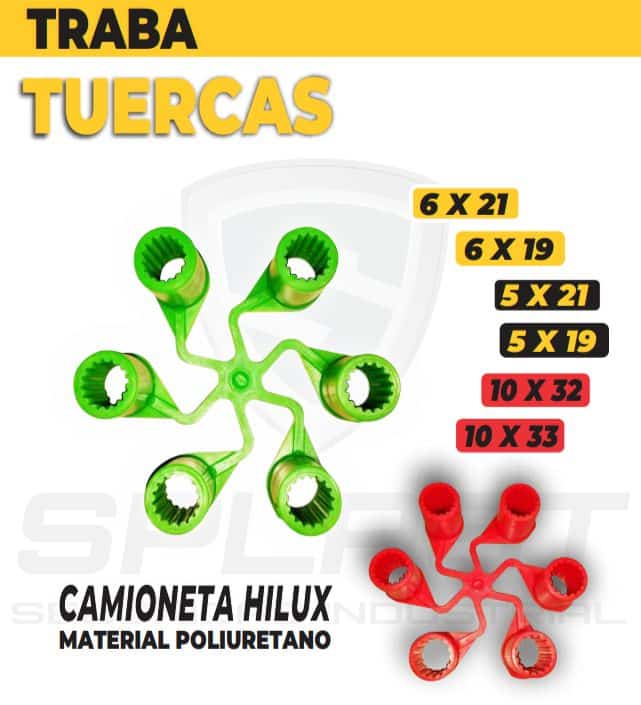 Trabatuercas Splast de poliuretano, 6 × 21 mm verde