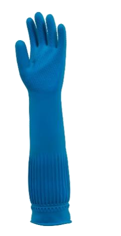 Guante azul Eterna Lavandería de 43 cm; imagen de familia para las tallas S, M y L