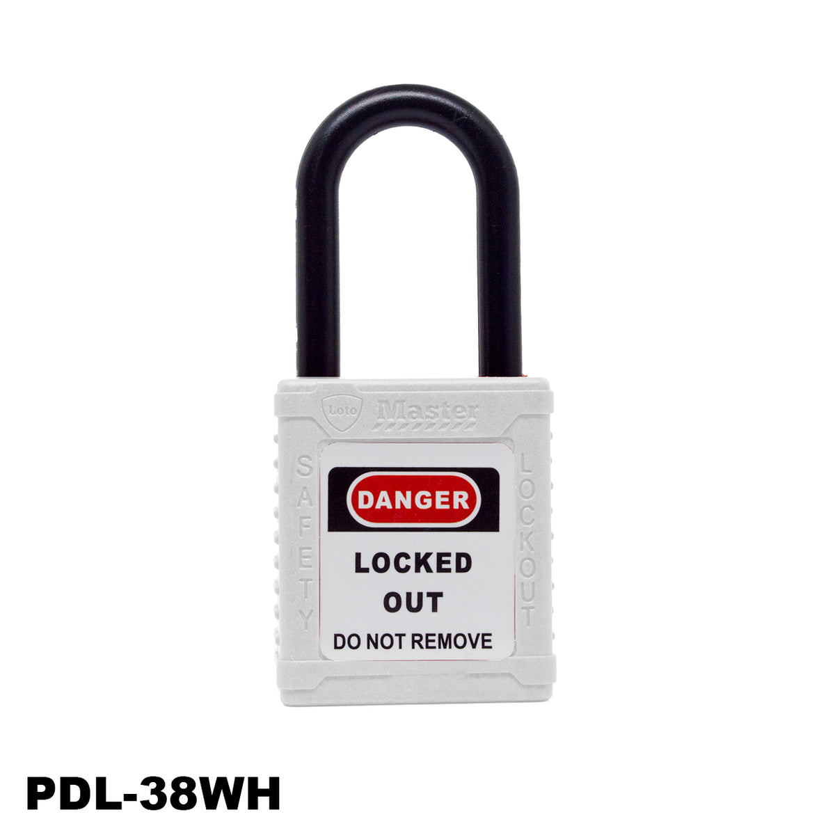 Candado de seguridad aislado, color blanco, PDL-38WH010