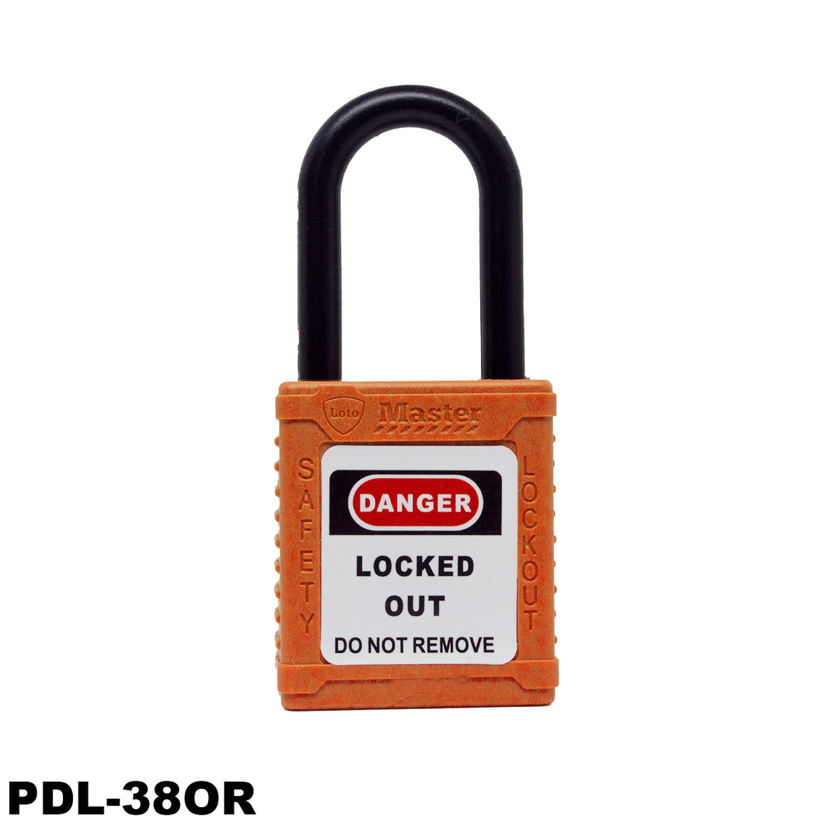 Candado de seguridad aislado, color naranja, PDL-38OR011