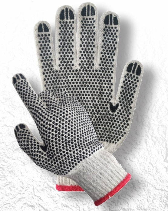Guantes Durant de hilo con puntos negros de PVC y puño tejido, imagen de familia