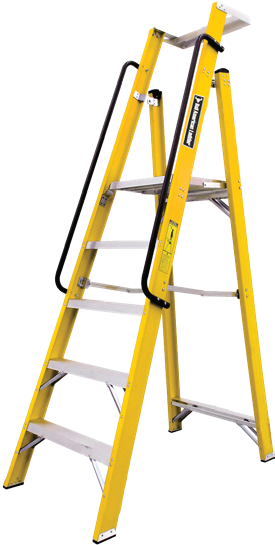 Escalera industrial de fibra American Bull FTP136 tijera con plataforma