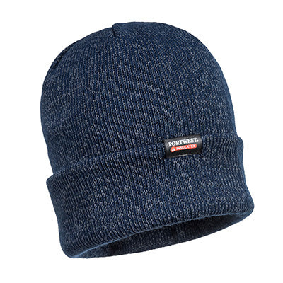 Gorro reflectante de punto Portwest B026 con forro Insulatex; muestra familiar azul marino, color a seleccionar