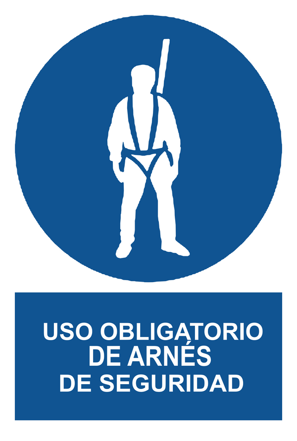 Señal de seguridad: uso obligatorio de arnés de seguridad