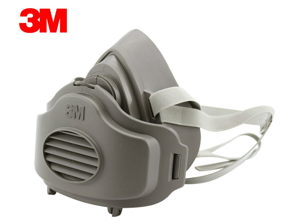 Respirador3M 3200 gris con arnés y portafiltro ilustrado; imagen de la misma galería comercial, accesorios no garantizados como incluidos