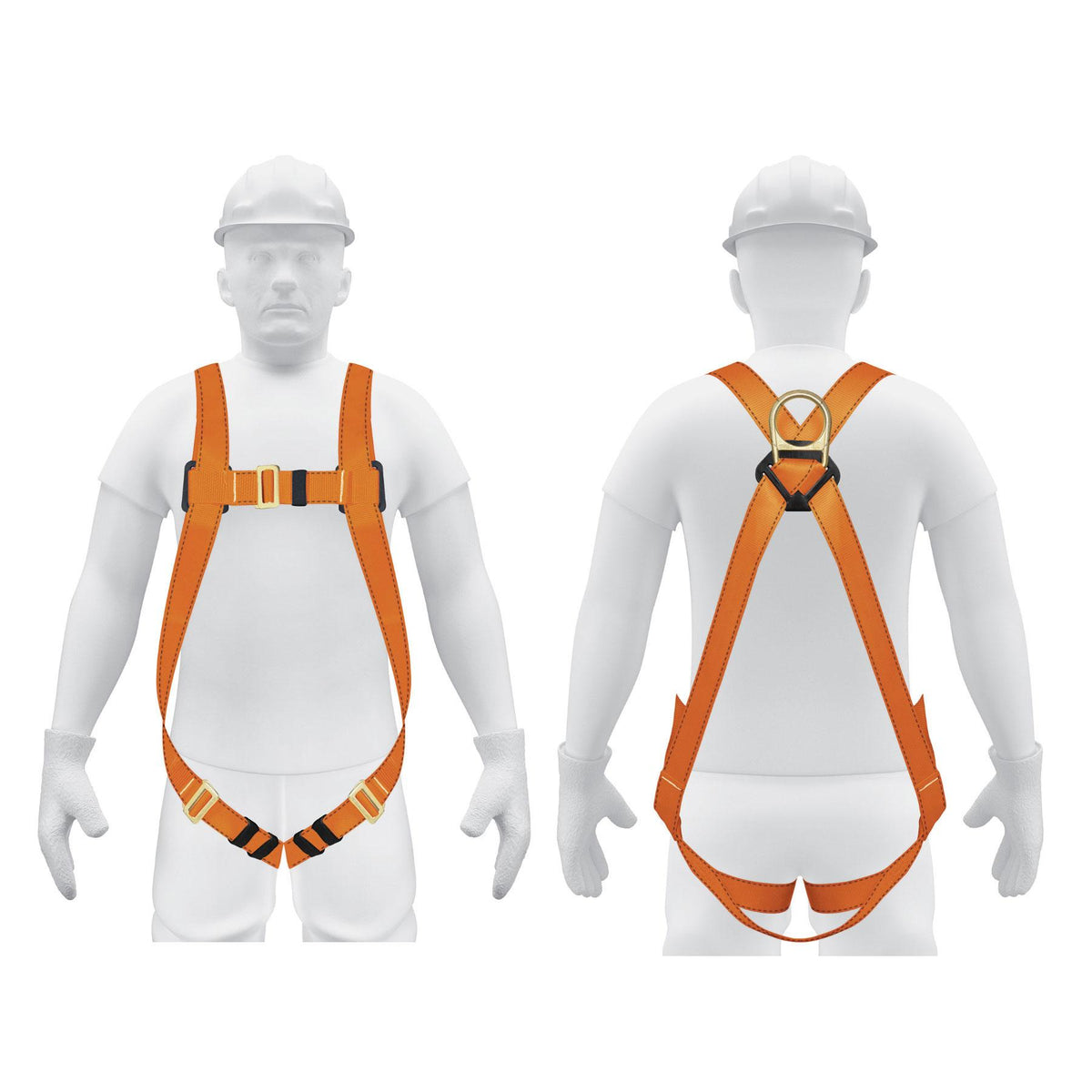 Arnés de cuerpo completo con un anillo dorsal Truper ARN-5435, imagen original íntegra del fabricante; maniquíes ilustrativos no incluidos