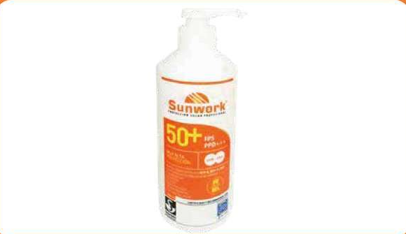Sunwork FPS50+ frasco 1000ml con dispensador; imagen original de referencia