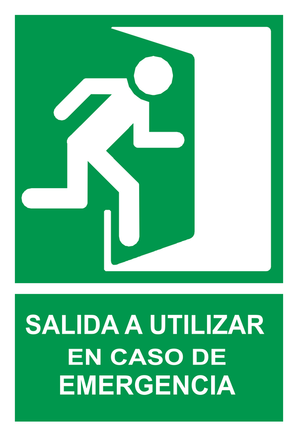 Señal de seguridad: salida de emergencia (salida del recinto) — hacia la izquierda
