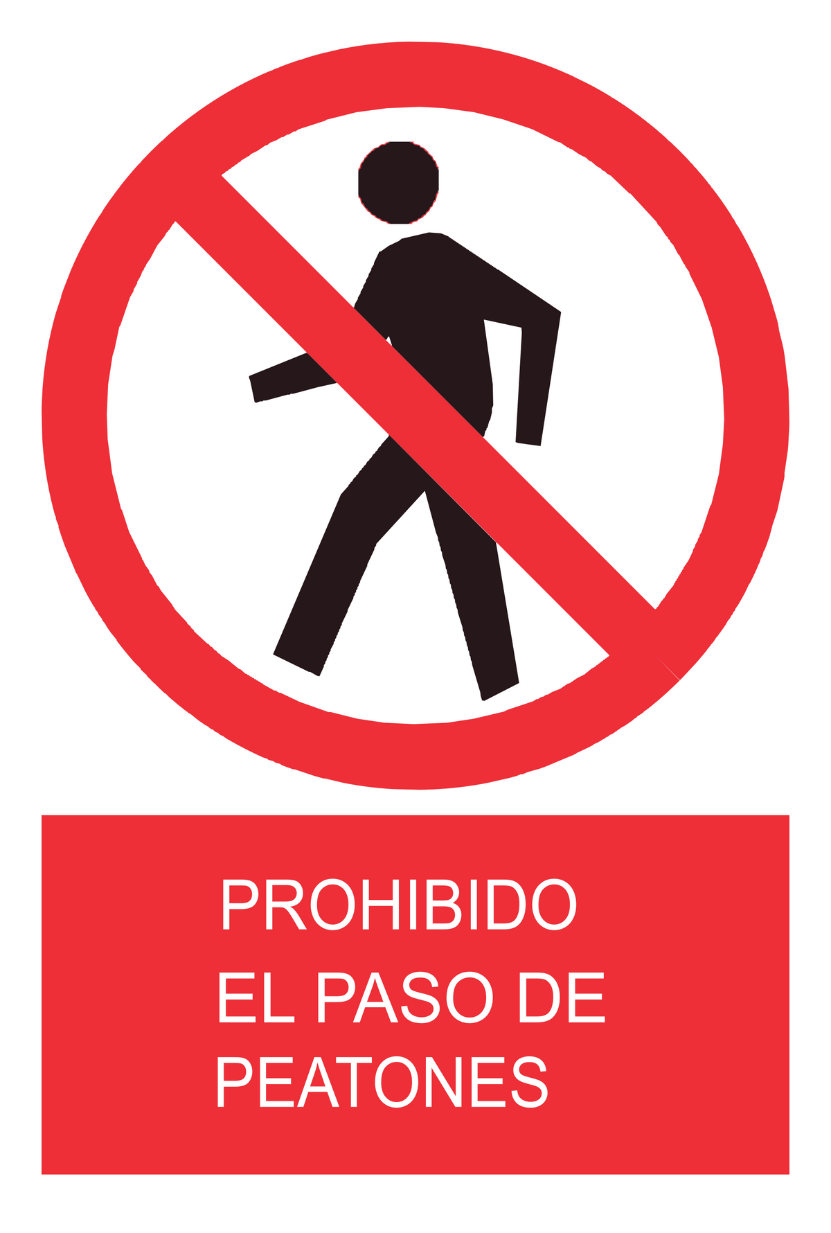 Señal de seguridad: prohibido el paso de peatones — con texto