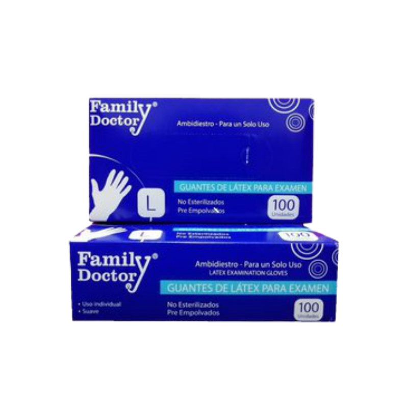 Caja de guantes de látex para examen Family Doctor talla L de100 unidades