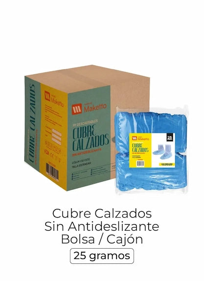 Cubrecalzado Maketto sin antideslizante 25 g x 100 unidades; imagen original de familia.
