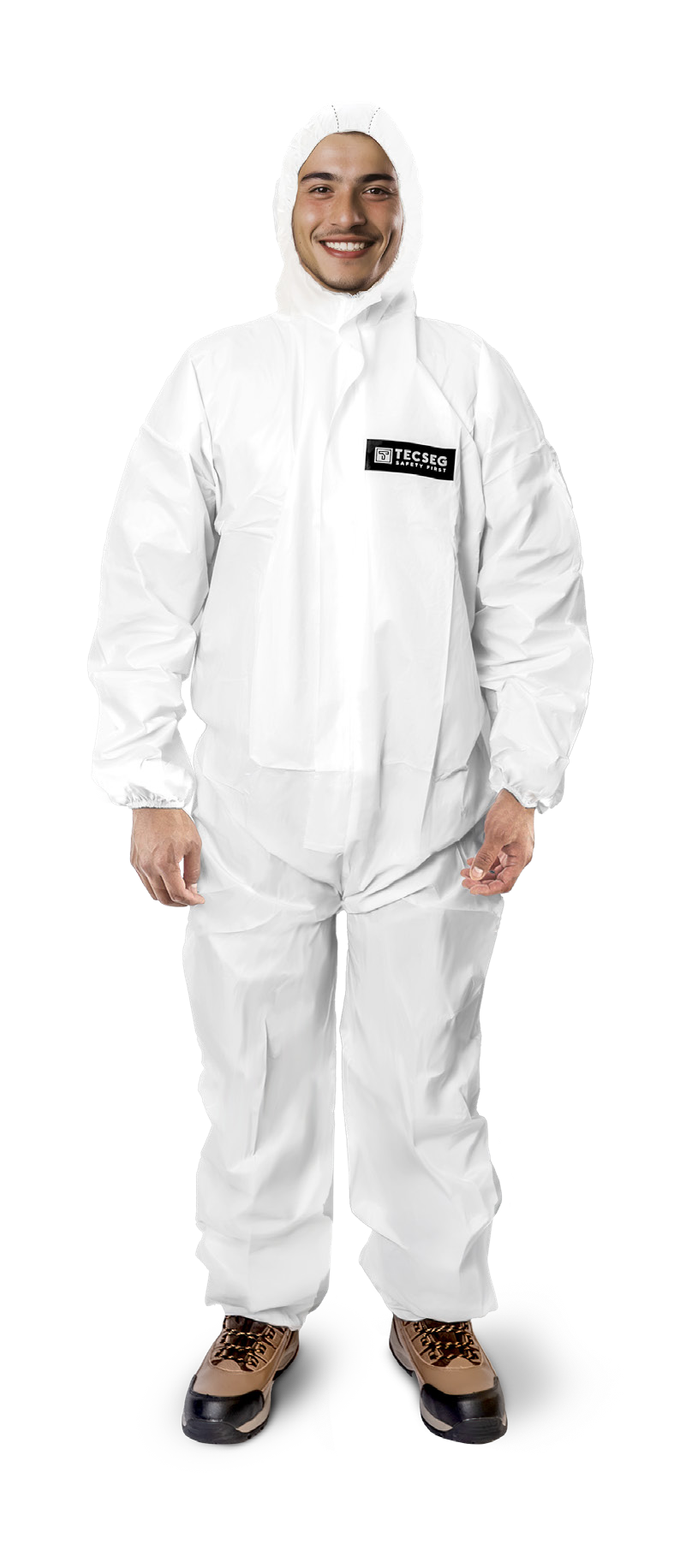 Traje blanco Tecseg TSG15-B Lite; imagen original completa sobre modelo, calzado no incluido