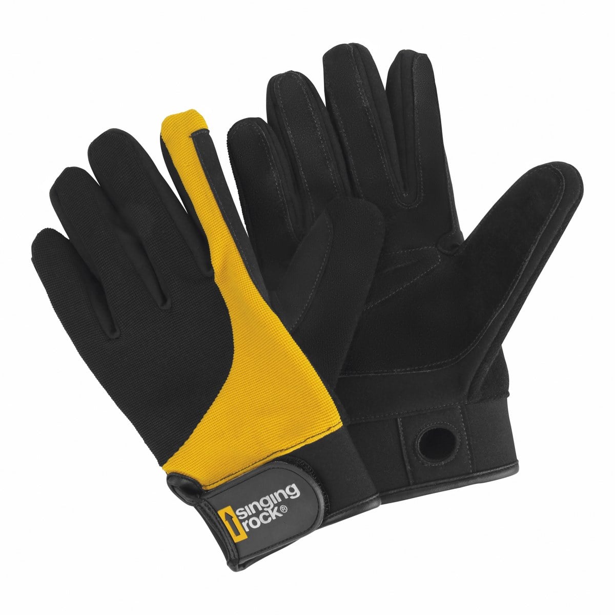 Guantes Singing Rock Falconer Full C0012YB negros y amarillos