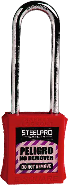 Candado Steelpro X10 Long rojo con arco metálico largo