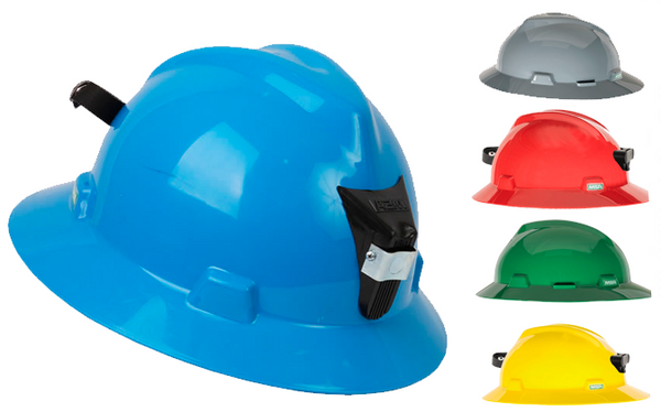 Casco MSA V-Gard sombrero azul OneTouch con portalámpara, Clase C