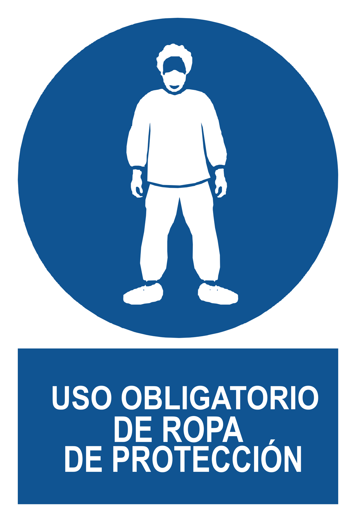 Señal de seguridad: uso obligatorio de ropa de protección — con texto