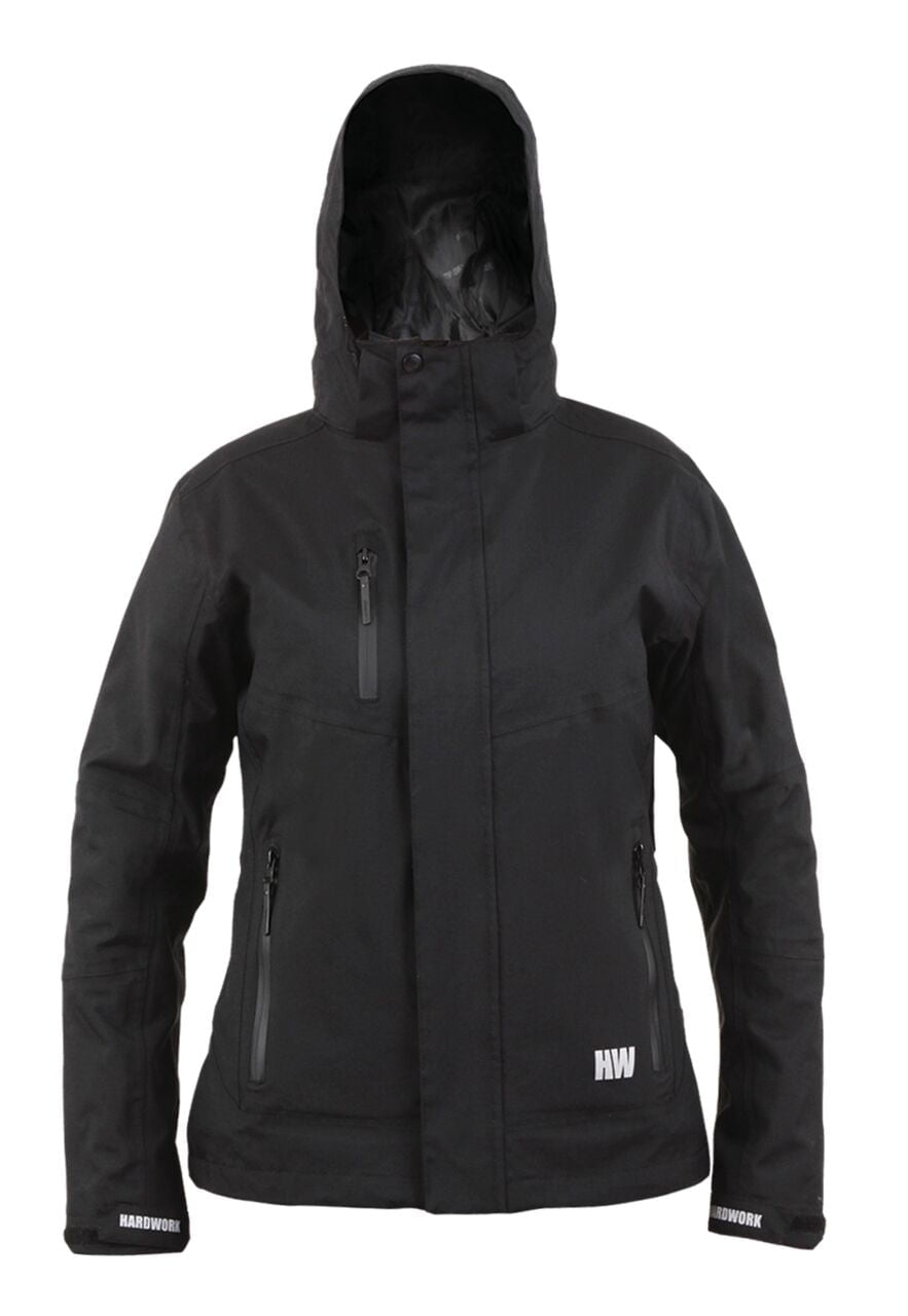 Parka Hardwork Reno 3 en 1 para mujer negra, vista frontal de la chaqueta exterior