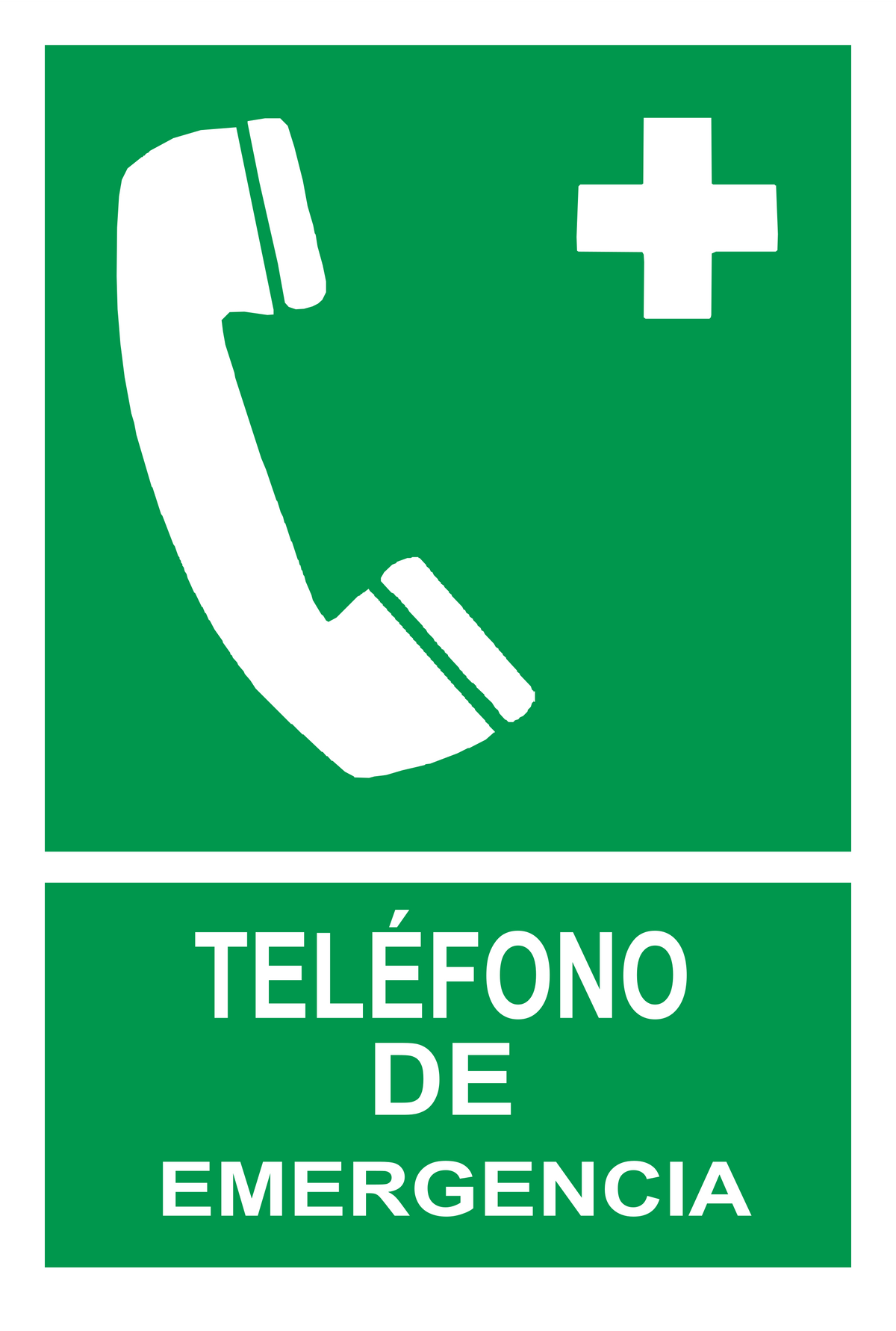 Señal de seguridad: teléfono de emergencia — con texto