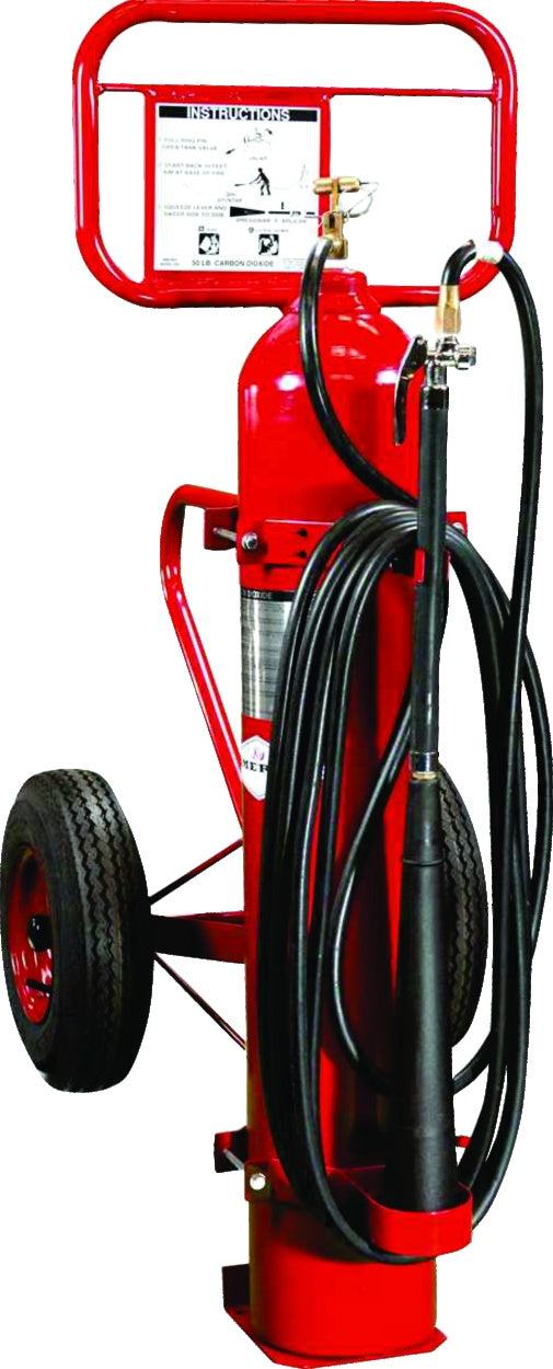 Extintor rodante de CO₂ AMEREX 333 de 50 lb, fotografía del modelo