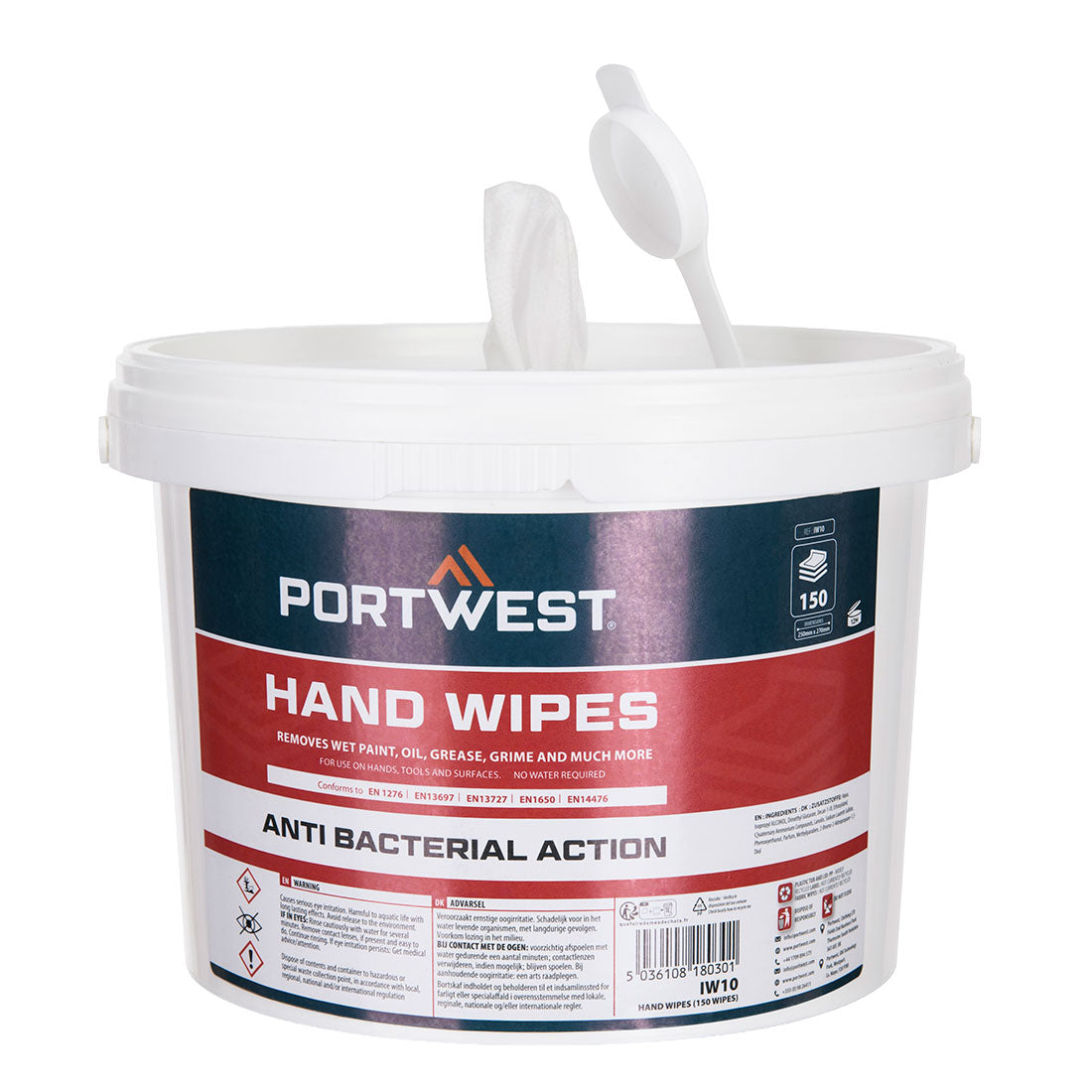 Toallitas industriales para manos, 150 unidades Portwest IW10, blanco