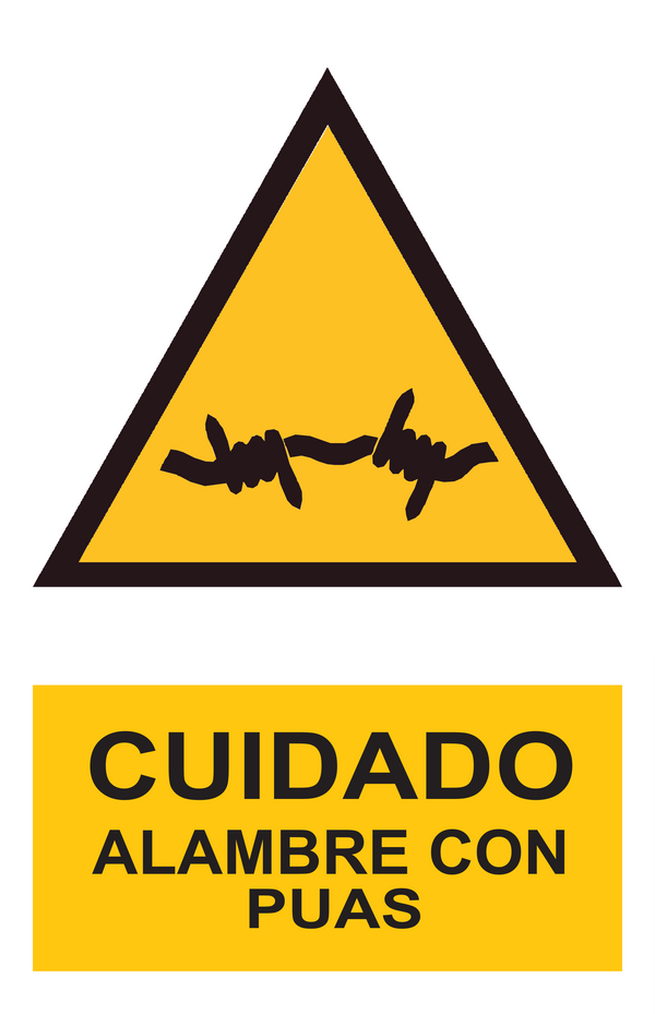 Señal de seguridad: cuidado alambre de puas