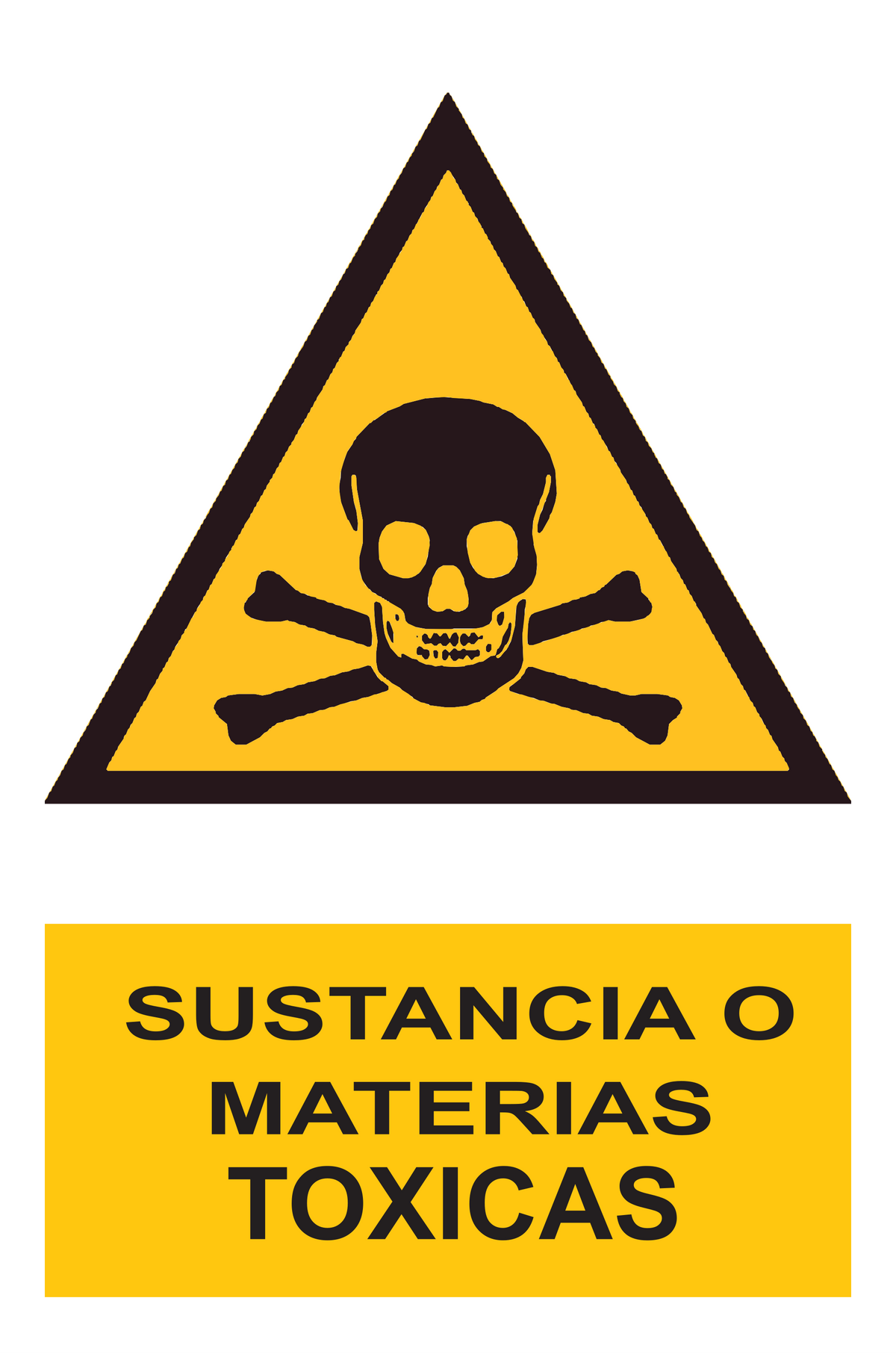 Señal de seguridad: sustancia o materias tóxicas o peligro de muerte — con texto