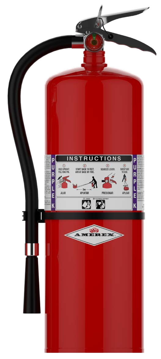Extintor Amerex 415 de 20 lb Purple K BC; fotografía específica del modelo