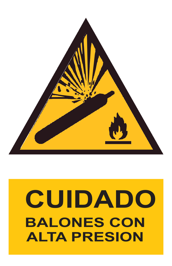 Señal de seguridad: cuidado cilindros con alta presión